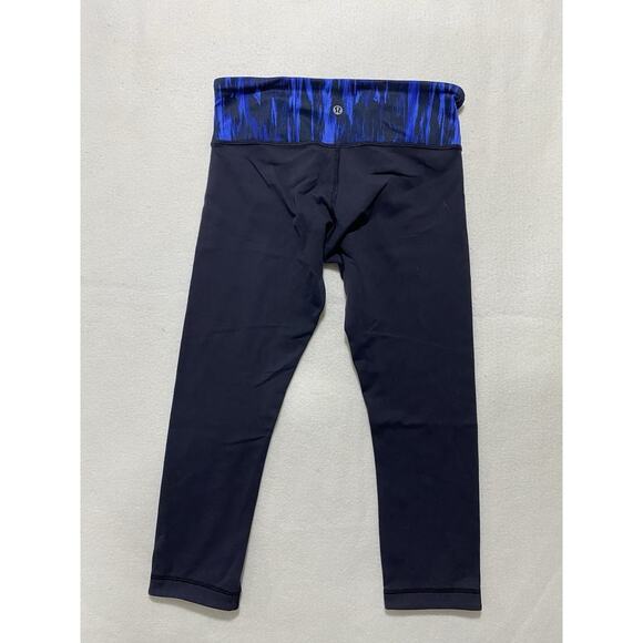 Lululemon Wunder Under Crop III Leggings 6 Reversible Black Sapphire Blue - Picture 6 of 10